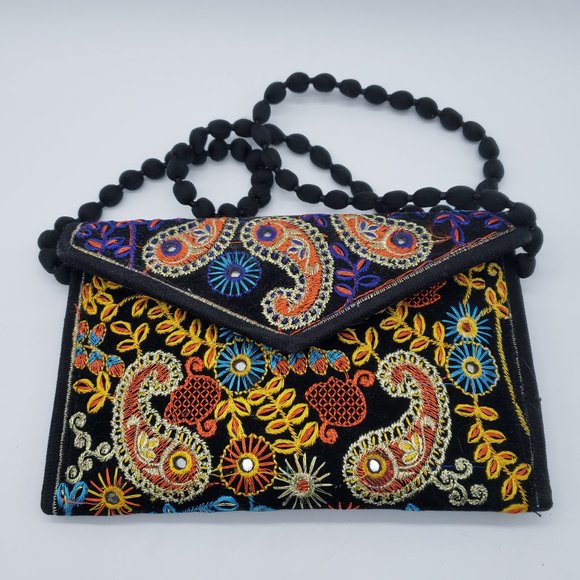 India Multicoloured Envelope Embroidered Paisley Bag - Picture 8 of 13